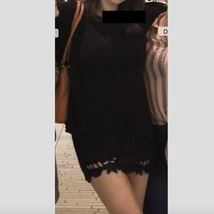 H&M Black Long Sleeve Dress with Floral Design